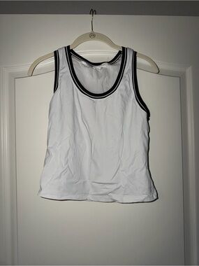 Carly Jean Los Angeles White Tank Top with Black Trim